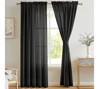 Melodieux Voilage Noir Rideaux Passe Tringle, Lot de 2, 140x260cm