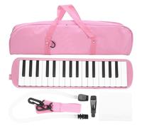 Mélodique à 32 touches, embout compact à double tube, instrument à vent, facile à jouer, clavier de piano à air, instrument de musique pour débutants et adultes (rose)