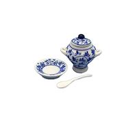 Melody Jane Maison de poupée en porcelaine bleue et blanche - Ensemble miniature pour cuisine et salle à manger