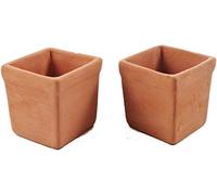 Melody Jane Maison de Poupées 2 Grand Carré Argile Terre Cuite Arbre Plante Pots 1:12 Jardin Accesso