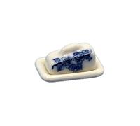Melody Jane Maison de Poupées Bleu et Blanc Chine Beurre Plat Miniature Cuisine Salle à Manger Accessoire
