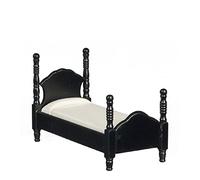 Melody Jane Maison de Poupées Étroit Noir Lit Miniature Mobilier de Chambre 1:12 Échelle