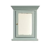 Melody Jane Maison de Poupées Gris Médecine Armoire avec Porte Miroir Salle de Bain Meubles Miniatures