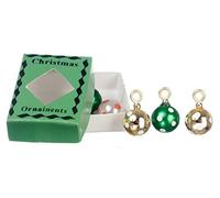 Melody Jane Maison de Poupées Miniatures Noël Sapin Décoration 6 Boules Vert Boîte