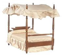 Melody Jane Maison De Poupées Noix Double 4 Affiche Baldaquin Lit Miniature 1:12 Mobilier De Chambre