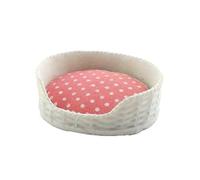 Melody Jane Maison Poupée Rose Et Blanc Chien Lit De Chat Panier & Coussin Miniature Animal De Compagnie Accessoire