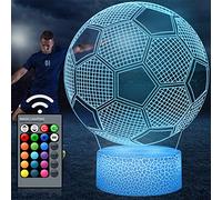 Melofo Lampe illusion de football 3D,Veilleuse LED,16 couleurs,Alimentation USB et piles,Télécommande,Décoration de bureau,Cadeau d'anniversaire ou de Noël pour les fans de sport