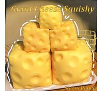 Melojoy Nouveau Squishy au fromage - Pression créative de Jerry's Cheese - Pression de fromage Jumbo - Fromage cubique - Pression de fromage malléable - Jouet anti-stress à rebond lent - Super doux -