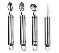 Melons Baller Scoop Set, Fruit Ball Spoon, Lot de 4 Scooper de pastèque en acier inoxydable | Coupe de taille multifonctionnelle, petite cuillère à melons pour maison, restaurant, hôtel