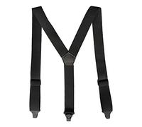 MELOTOUGH Bretelles adaptées aux aéroports, sans bourdonnement, clip en plastique de 3,8 cm, bretelles entièrement élastiques avec patch en cuir, noir, Y Back