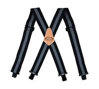MELOTOUGH Bretelles entièrement élastiques pour homme - 5,1 cm de large - Dos en X - Bretelles de travail robustes, Bande grise et noire, Large