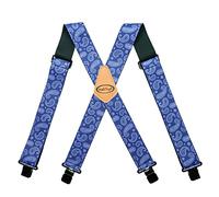 MELOTOUGH Bretelles entièrement élastiques pour homme - 5,1 cm de large - Dos en X - Bretelles de travail robustes, Motif cachemire bleu, Large