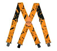 MELOTOUGH Bretelles entièrement élastiques pour homme - 5,1 cm de large - Dos en X - Bretelles de travail robustes, Outils à main jaunes, Large