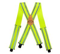 MELOTOUGH Bretelles homme Bretelles de sécurité réfléchissantes avec bandes réfléchissantes haute visibilité entièrement élastiques et bretelles pour ceinture à outils (vert lime)