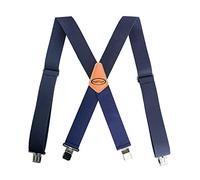 MELOTOUGH Bretelles pour homme 5 cm de large réglables et élastiques en forme de X avec clips très robustes - Très résistantes, Bleu, taille unique