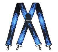 MELOTOUGH Bretelles pour homme de 3,8 cm de large, bretelles entièrement élastiques avec crochets à pression, Flamme bleue., 5 cm