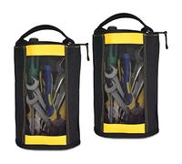 MELOTOUGH Lot de 2 pochettes à outils en toile avec fermeture éclair et fenêtre en maille et œillets de suspension
