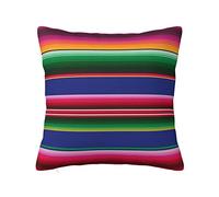 MELPHI Coussin carré imprimé rayures mexicaines colorées peut être utilisé dans n'importe quelle pièce, chambre d'amis, chambre d'enfant
