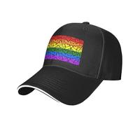 MELPHI Gay Pride Casquette de baseball réglable pour sports de plein air Motif arc-en-ciel, Noir , taille unique