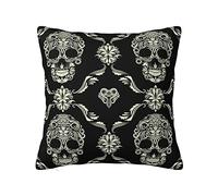 MELPHI Oreiller carré imprimé tête de mort fleurs peut être utilisé dans n'importe quelle pièce, chambre d'amis, chambre d'enfant