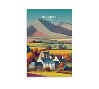 Melrose - Impressions sur toile de peintures à thème voyage en Écosse - Affiche d'œuvre d'art pour salon, chambre à coucher, salle de bain, bureau - 40 x 60 cm