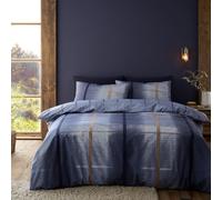 Melrose Tweed Brushed Cotton Double Duvet Cover & Pillow Cases Reversible Bedding Set Blue