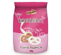 Mels Bretzels Enrobés de Chocolat Blanc, Sucré-Salé, Snack Original pour Apéritif, Pack de 3 Sachets de 100g