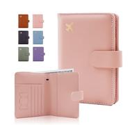 Melsbrinna Étui de passeport en cuir de qualité supérieure, imperméable, blocage RFID, porte-passeport de voyage avec porte-stylo, joli carnet de passeport pour femme/homme, Haut rose, 14.5*12*1.11CM