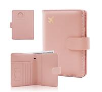Melsbrinna Étui de passeport en cuir de qualité supérieure, imperméable, blocage RFID, porte-passeport de voyage avec porte-stylo, joli carnet de passeport pour femme/homme, ROSE AIR-PINK, 14.5*12