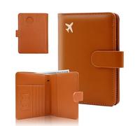 Melsbrinna Étui de passeport en cuir de qualité supérieure, imperméable, blocage RFID, porte-passeport de voyage avec porte-stylo, joli carnet de passeport pour femme/homme, BRUN AIR-BROWN, 14.5*12