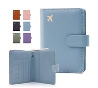 Melsbrinna Étui de passeport en cuir de qualité supérieure, imperméable, blocage RFID, porte-passeport de voyage avec porte-stylo, joli carnet de passeport pour femme/homme, UP-GRIS VERT, 14.5*12