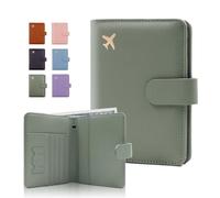 Melsbrinna Étui de passeport en cuir de qualité supérieure, imperméable, blocage RFID, porte-passeport de voyage avec porte-stylo, joli carnet de passeport pour femme/homme, UP-GREEN, 14.5*12*1.6CM