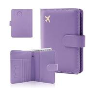 Melsbrinna Étui de passeport en cuir de qualité supérieure, imperméable, blocage RFID, porte-passeport de voyage avec porte-stylo, joli carnet de passeport pour femme/homme, Violet air, 14.5*12*1.6CM