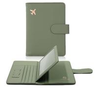 Melsbrinna Porte-Passeport, emplacements pour Cartes, Joli étui de Passeport pour Femme/Homme, Portefeuille de Voyage étanche avec Blocage RFID, Vert Mousse, Nouveau Voyage, Voyage