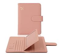 Melsbrinna Porte-Passeport RFID pour Voyage Femme/Homme, Joli Portefeuille avec Blocage RFID, Emplacements pour Cartes, Étui de Voyage pour Passeport, Rose