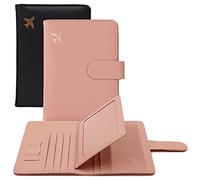 Melsbrinna Porte-passeport RFID pour voyage femme/homme, joli portefeuille pour passeport avec blocage RFID, emplacements pour cartes, étui pour passeport RFID, étui de voyage pour passeport, noir