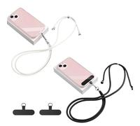 Melteine Lot de 2 cordons de téléphone réglables avec 2 patchs durables, accessoires de téléphone compatibles avec la plupart des coques de téléphone, noir et blanc