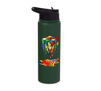 Melting Cube Speed Cubing Drip Ice Cream Dripping Puzzle Stainless Steel Insulated Water Bottle
