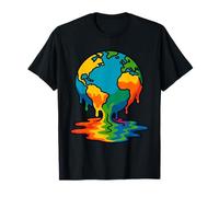 Melting Earth Planet Rainbow Sensibilisation au Changement Climatique Art T-Shirt