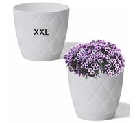 MELTOM Cache-pot ECO 100 % recyclé avec soucoupe décoratif (blanc, taille XXL - 23 cm)