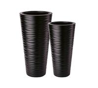 MELTOM Lot de 2 pots de fleurs à effet 3D - Forme ondulée - Rond - Taille XL XXL - Noir