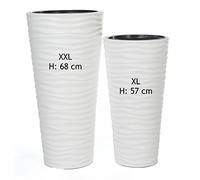 MelTom Lot de 2 Pots de Fleurs Effet 3D Blanc XXL XL