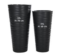 MELTOM Lot de 2 Pots de Fleurs Ronds H 68,5 + 78,5 cm Anthracite Relief 3D | Pots 43,7 + 63 L · bacs amovibles 9 + 13,7 L à poignées · hauteurs 68,5 + 78,5 cm · sans trou · int. & ext.