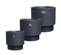 MELTOM Lot de 3 Pots Ronds Ø 29,5 + 39,5 + 47,5 cm Anthracite avec Bacs | Ø 29,5 + 39,5 + 47,5 cm · pots 18 + 40 + 68 L · bacs 10 + 20 + 30 L · bacs à poignées · sans trou · intérieur & extérieur