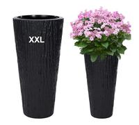 MELTOM Pot de Fleur décoratif Rond, Fin et Haut, Effet écorce 3D avec Insert Amovible (Anthacite, XXL - 80 cm)