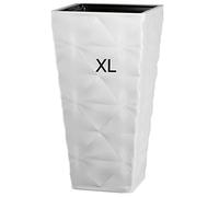 MELTOM Pot de fleurs avec insert amovible - Slim haut - Carré - Effet 3D - Couleur : blanc - XL (l x H) : 29 x 56 cm
