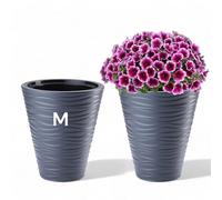MELTOM Pot de Fleurs étroit et Rond avec Effet 3D ondulé, Insert Amovible Haut (Anthrazit, M - 40 cm)