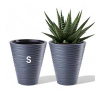 MELTOM Pot de Fleurs étroit et Rond avec Effet 3D ondulé, Insert Amovible Haut (Anthrazit, S - 34 cm)