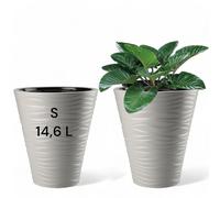 MELTOM Pot de Fleurs étroit et Rond avec Effet 3D ondulé, Insert Amovible Haut (Grau, S - 34 cm)
