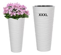 MELTOM Pot de Fleurs étroit et Rond avec Effet 3D ondulé, Insert Amovible Haut (Weiß, 3XL - 79 cm)